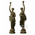 High Quality cast brass lamp sculpture of beautiful lady standing